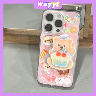 💖จัดส่ง24ชม💖iPhone 14 13 12 11 Pro Max เคส for เคสไอโฟน11 น่ารัก บางเบาพกพาง่าย การ์ตูน หมี แฟชั่น พร้อมขาตั้ง Case