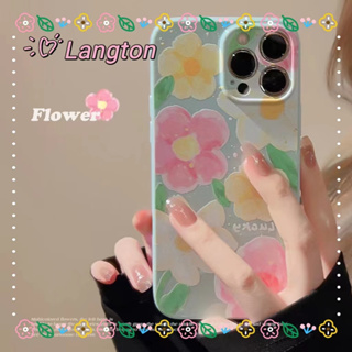 🌈Langton🌸ป้องกันการหล่น ขอบเต็ม iphone 11 14 pro max ดอกไม้ หวานสวย สีสัน เล็กและสด ลวดลาย case for iPhone 12 13