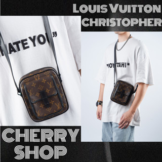 🍒หลุยส์วิตตอง💯LOUIS VUITTON CHRISTOPHER MINI BAG กระเป๋าใส่มือถือผู้ชาย/กระเป๋าแมสเซนเจอร์/กระเป๋าสะพายไหล่