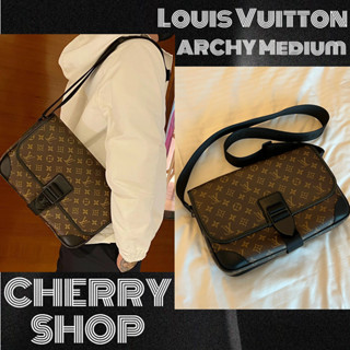 🍒หลุยส์วิตตอง💯LOUIS VUITTON  ARCHY Medium Messenger Bag กระเป๋าสะพายข้าง/กระเป๋าแมสเซนเจอร์🍒