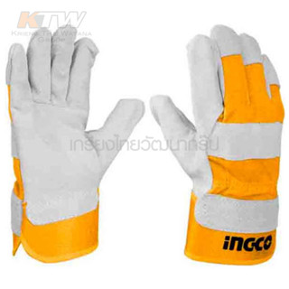 INGCO ถุงมืออเนกประสงค์ ถุงมือเชื่อม 10.5นิ้ว (HGVC01) ( Leather Gloves ) ผลิตจากวัสดุ หนังวัวแท้ ถุงมือหนัง