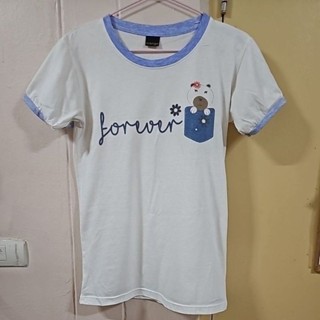 เสื้อยืดสีขาวลายน้องหมี Forever