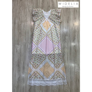 Widelia Made in Korea เดรสตัวยาวคอวีแขนกุดลายสวยมาก