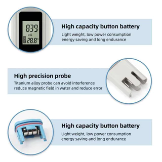 RCYAGO เทอร์โมมิเตอร์/ec/tds meter ด้วยการทดสอบคุณภาพน้ำ ATC สำหรับการปลูกพืชไร้ดิน พร้อมแบตเตอรี่