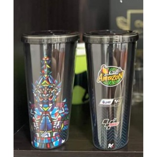 (แก้วอเมซอนรุ่นเก่าปี 2019.) แก้วอเมซอนแท้ รุ่น X MotoGP สีดำลายยักษ์ café amazon