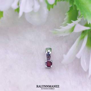 O6461 จี้พลอยโกเมนแท้ ( Garnet ) ตัวเรือนเงินแท้ 925 ชุบทองคำขาว