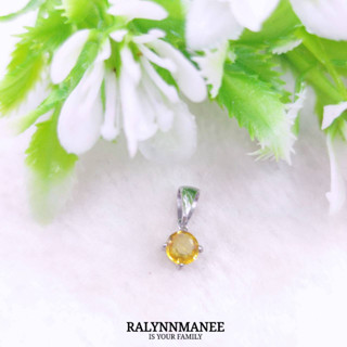 O6440 จี้พลอยบุษราคัมแท้ ( Yellow sapphire ) ตัวเรือนเงินแท้ 925 ชุบทองคำขาว