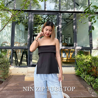 SOMEDAY : NIN ZIP TUBE TOP | (พร้อมส่ง⚡️) เสื้อเกาะอกซิปข้าง ผ้าดีทรงสวยมาก