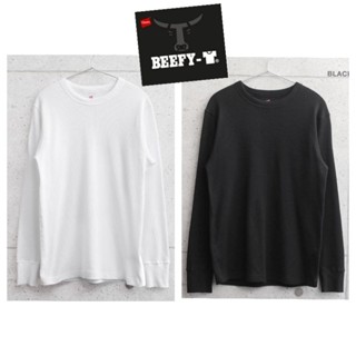 (1ตัว เลือกสี) ใส่แล้วอุ่น Hanes plain BEEFY thermal long sleeve T-shirt heattech