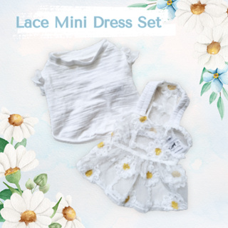 Set: Lace Mini Dress &amp; White Ruffle Blouse