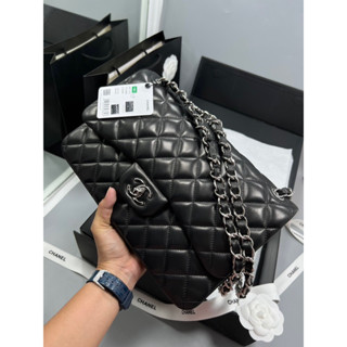 CC classic Jumbo  lambskin อะไหล่เงิน  Size 30 cm