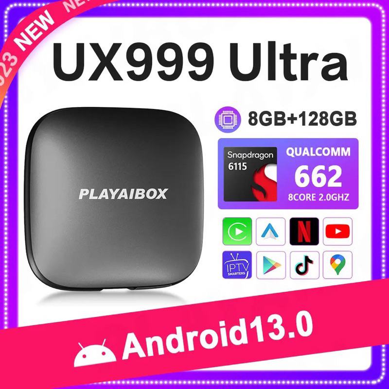 playAibox UX999 Ultra Ram8 Rom 128 snapdragon 6115 8core 2.0GHZ