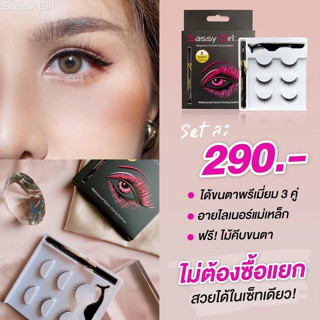 ♦️ร้านค้าจัดส่งไว♦️ ขนตาปลอม 3 คู่ พร้อมกาว Sassy Girl ชุดขนตา+อายไลน์เนอร์ ขนตา ขนตาปลอมธรรมชาติ ขนมิงค์นิ่ม Eyelashes