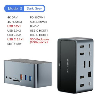 CABLETIME USB C DOCKING STATION 16-in-2 รองรับ MacBook และ Windows