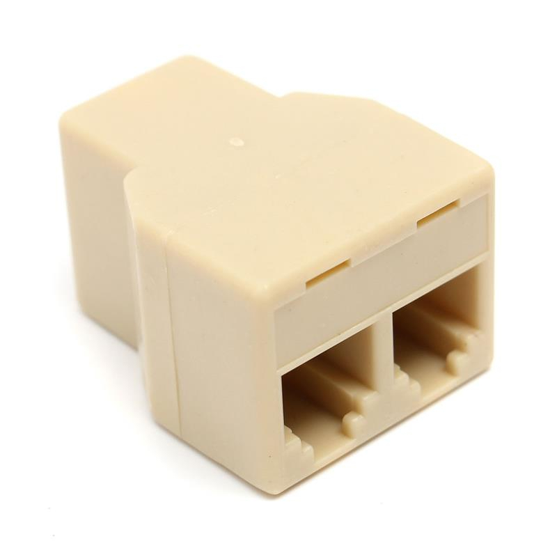 ข้อต่อโทรศัพท์ เข้า 1 ออก 2 ตัวเมีย 6P4C RJ11 Telephone Splitter  1 to 2 Female RJ11 Telephone Phone Jack Line