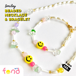 📿เชตสร้อยคอและข้อมือหลากสีสลับมุกลูกปัดหน้ายิ้ม🙂smiley beaded necklace &amp; bracelet