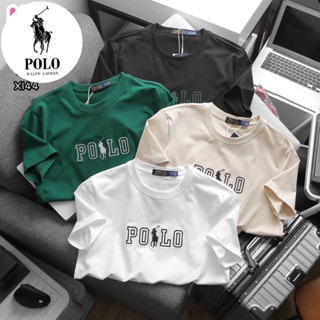 เสื้อยืดคอกลม แขนสั้น ผ้าฝ้าย พิมพ์ลายโลโก้ตัวอักษร Polo 🐎 สไตล์คลาสสิก สําหรับผู้ชาย