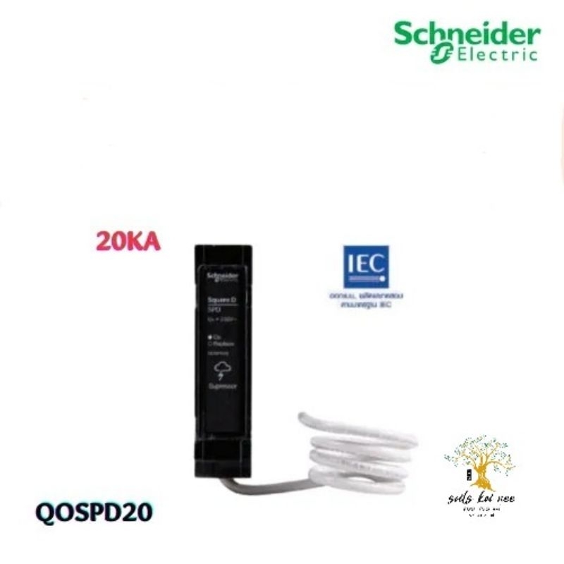 Schneider เสิร์จกันฟ้าผ่า เสิร์จป้องกันแรงดันฟ้าผ่า SPD ค่าพิกัดกระแส 20 kA รุ่น QOSPD20 สีดำ Square