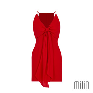 [MILIN] Nikoi Dress Knotted V-neck mini dress เดรสสั้นสายเดี่ยวคอวีผูกหน้า