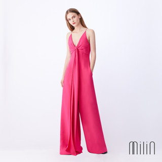 [MILIN] Vahine Jumpsuit Front tie V-neck wide leg jumpsuit ชุดจั๊มสูทขายาวทรงบานคอวีผูกโบว์หน้า