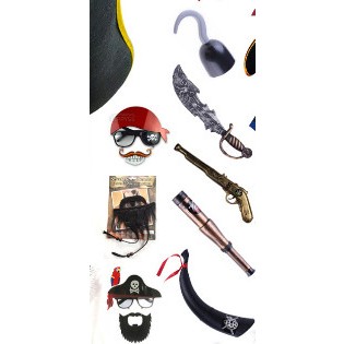 อุปกรณ์โจรสลัด ฮาโลวีน หมวกโจรสลัด ที่ปิดตาโจรสลัด มือตะขอ ด…