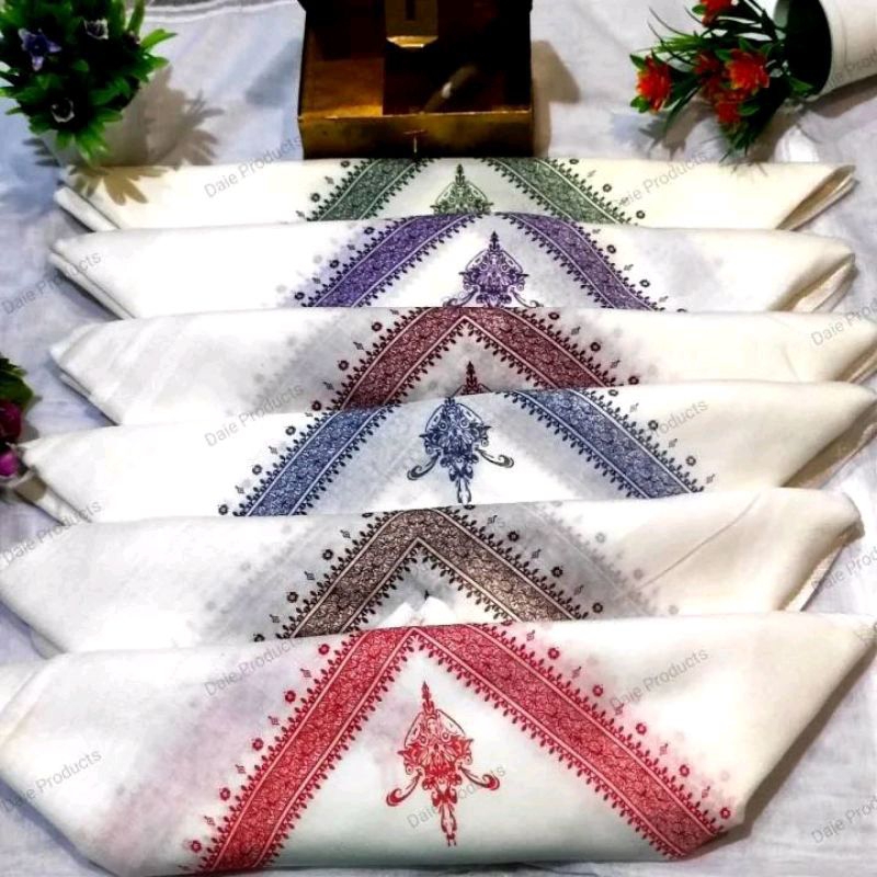 ผ้าสระบั่นผ้าโพกหัวท่านชาย ขนาด60×60 งานสกรีนพิมพ์ลายกัชมีรี