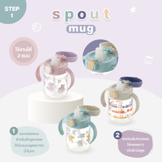 Richell(ริเชล) TLI Mugs แก้วน้ำหัดดูดหลอด Spout Cup สเต็ป 1 นอนดูดได้ หลอดสุญญากาศกันสำลัก