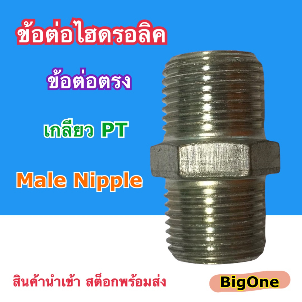 ข้อต่อไฮดรอลิค Hydraulic Male Nipple เกลียว PT x PT ข้อต่อตรง (250 Bar)