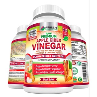 💥พร้อมส่ง💥Apple Cider Vinegar 1,740 mg. 120 Capsules