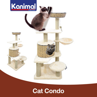 Kanimal Cat Tree ของเล่นแมว คอนโดแมว 5 ชั้น เชือกถักอย่างดี บ้านแมว สำหรับแมว Size XL ขนาด 49x49x141 ซม.