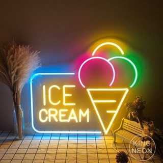 ป้ายไฟ*ICE CREAM รูปไอศกรีม* ป้ายไฟLED ป้ายไฟร้าน ป้ายไฟตกแต่งร้าน ป้ายไฟวิ่ง ป้ายไฟตัวอักษร ป้ายไฟสำเร็จรูป