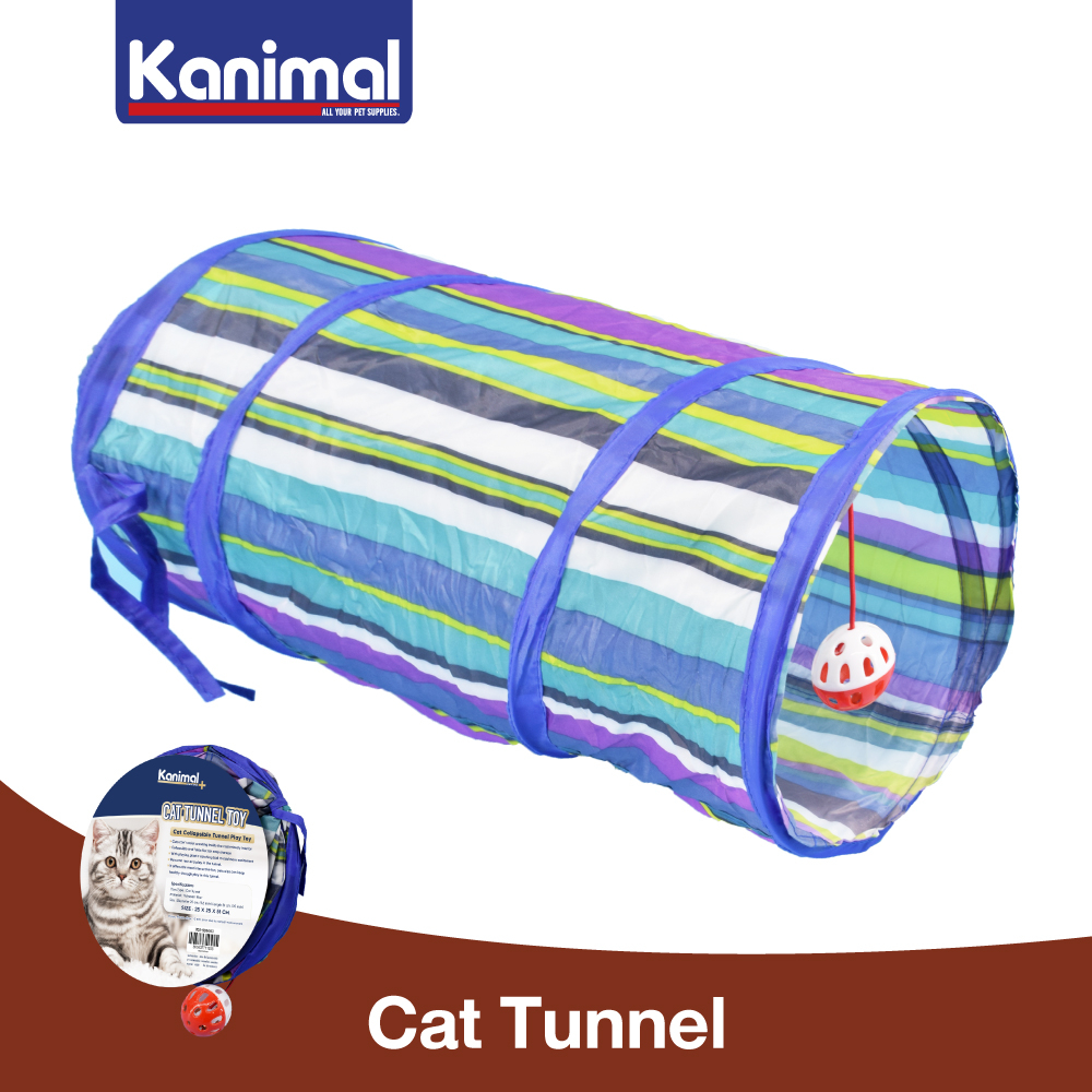 [505003] Kanimal Tunnel ของเล่นแมว อุโมงค์พับได้ พร้อมลูกบอลหลากสี สำหรับแมวทุกสายพันธุ์ Size S ขนาด 25x25x51 ซม.