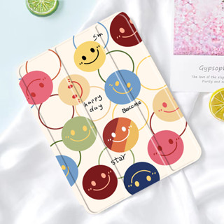 Happy Smile เคสสำหรับไอแพ มีที่ใส่ปากกา โปร10 5นิ้ว gen6/7/8/9/10 แอร์1/2/3/4/5 เจน10 2 air10 9 9 7 2018 Ipad Case 9935