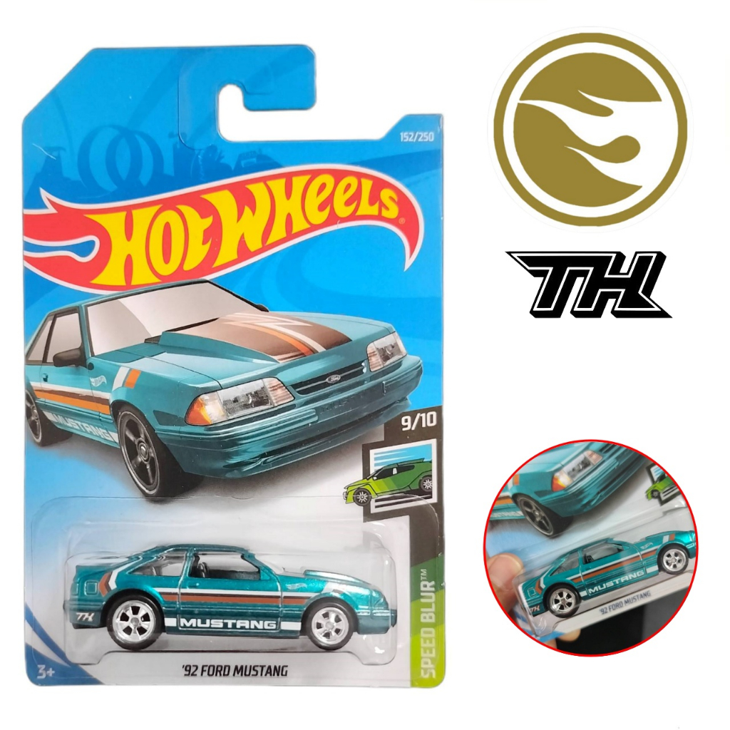 โมเดลรถเหล็ก Hotwheels : '92 FORD MUSTANG ลิขสิทธิ์แท้ ล้อยาง STH ( SUPER TREASURE HUNT ) Hot wheels