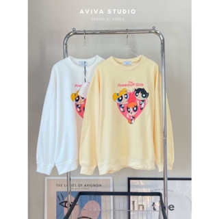 Aviva studio 🤍🧡สเวตเตอร์แขนยาวพาวเวอร์พัฟเกิร์ล