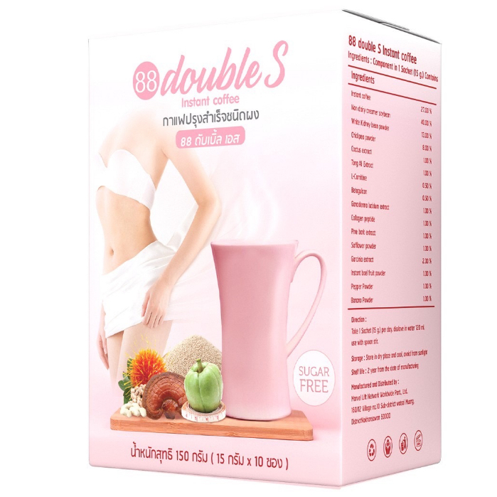 กาแฟปรุงสำเร็จสำหรับผู้หญิง 88 Double S ฟื้นฟู ฟิตกระชับภายใน 1 กล่อง 10 ซอง