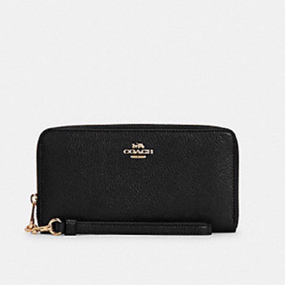 LONG ZIP AROUND WALLET (COACH C4451) IM/BLACK หนังนิ่ม