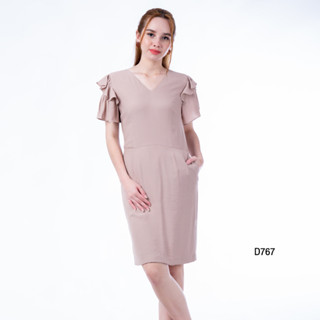 AMILA Dress AM-D767 ชีราเม้นท์ แขนสั้น IGPU20-5 FS20230619