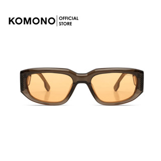 KOMONO Rex Asphalt Moiré แว่นกันแดด ทรงสี่เหลี่ยมผืนผ้า เลนส์สีเหลือง