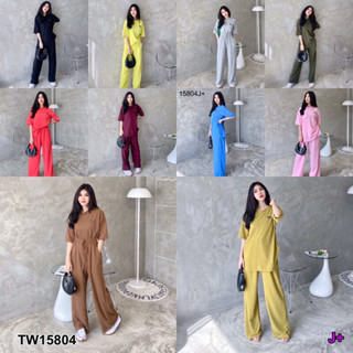 TwinsShopVip💗พร้อมส่ง TW15804 Set เสื้อโอเวอร์ไซส์แขนสั้น+กางเกงขายาว