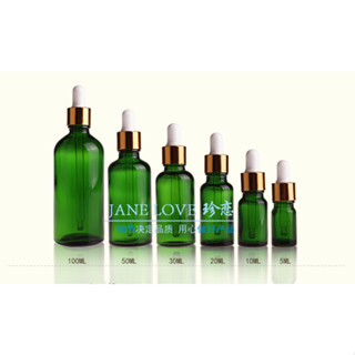 ขวดแก้วดรอปเปอร์  สีเขียว Green Dropper ขวดแก้วพร้อมหลอดหยด ขนาด 30-100 ML