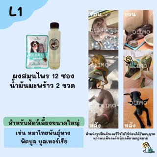 L1 OlimoGoodSkin สมุนไพรรักษาโรคผิวหนังสุนัขและแมว ขี้เรื้อนหมา เชื้อราสุนัข เชื้อราแมว รักษาอาการคันของสุนัข ลดกลิ่น