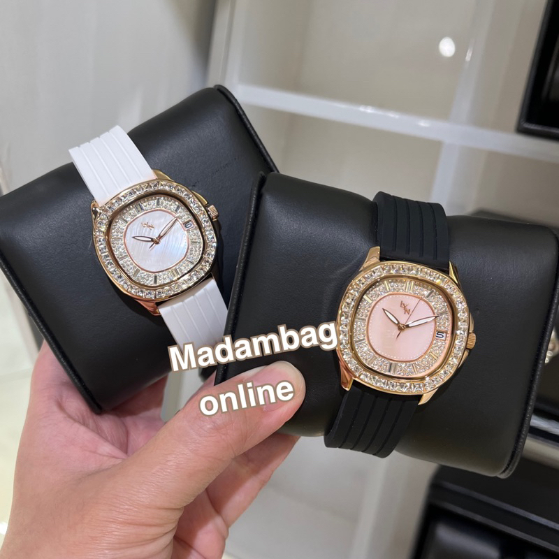 LYN Sylvie Watch นาฬิกาข้อมือ สายซิลิโคนหน้าปัดเหลี่ยม สีดำ สีขาว
