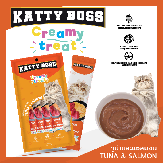 Katty Boss Creamy Treat แคทตี้ บอส ครีมมี่ ทรีต แมวเลีย 15 g x 5 ซอง