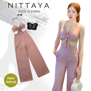 NITTAYA:จั้มผ้าซาตินผูกคอเซ็กซี่สีชมพู(*สอบถามสต๊อกก่อนกดสั่งน๊า)