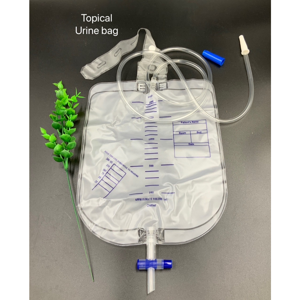 Topicalถุงใส่ปัสสาวะผู้ใหญ่1-10ชิ้นURINE BAG2000mlเทบนเทล่างผูกติดขาLeg bagสายยาว 35cm.Meter