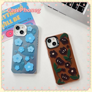 🍑CasePhoneg🍑ป้องกันการหล่น ขอบเต็ม iPhone 11 14 pro max หวานสวย ดอกไม้ ดอกทิวลิป สาวน่ารักหัวใจ case for iPhone 12 13