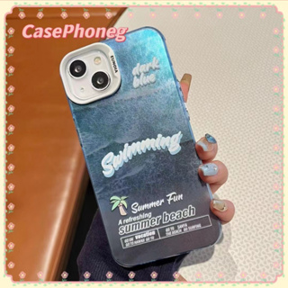 🍑CasePhoneg🍑ป้องกันการหล่น ขอบเต็ม iPhone 11 14 pro max ต้นมะพร้าว เส้นขอบโปร่งใส สไตล์ฤดูร้อน case for iPhone 12 13