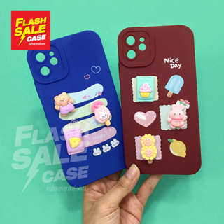 Oppo A17k/A57 2022/Reno7z 5G./Reno8T 5G. Vivo Y02s/Y11/Y12/Y17 เคสมือถือนิ่ม TPU กันเลนส์กล้องนูนลายการ์ตูนติดอะไหล่นูน