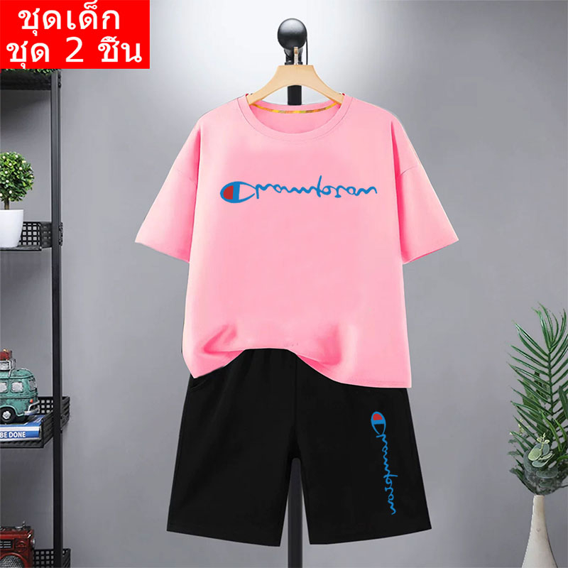 สินค้าในไทย* ชุดเซ็ตเด็ก 2 ชิ้นเสื้อยืดแขนสั้นคอกลม+กางเกงขาสั้น ลายการ์ตูนน่ารักใส่ได้ทั้งหญิงและชา